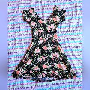 Black Floral Medium Mini Dress